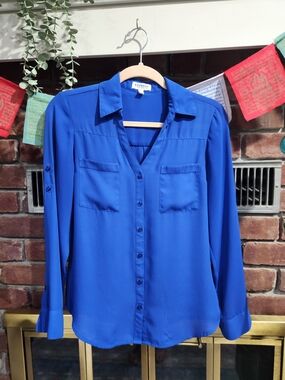 Express Women's Portfino Cobalt Blue Button-Down Shirt